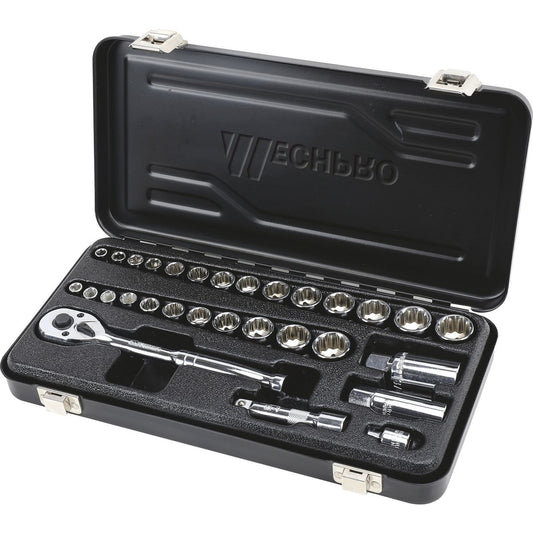 Mechpro Socket Set Metric/SAE 1/4In & 3/8In Drive 30pc