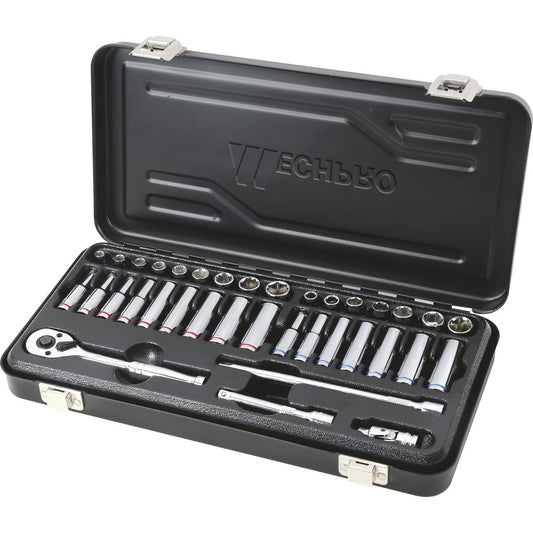 Mechpro Socket Set Metric/SAE 1/4In Drive 36pc