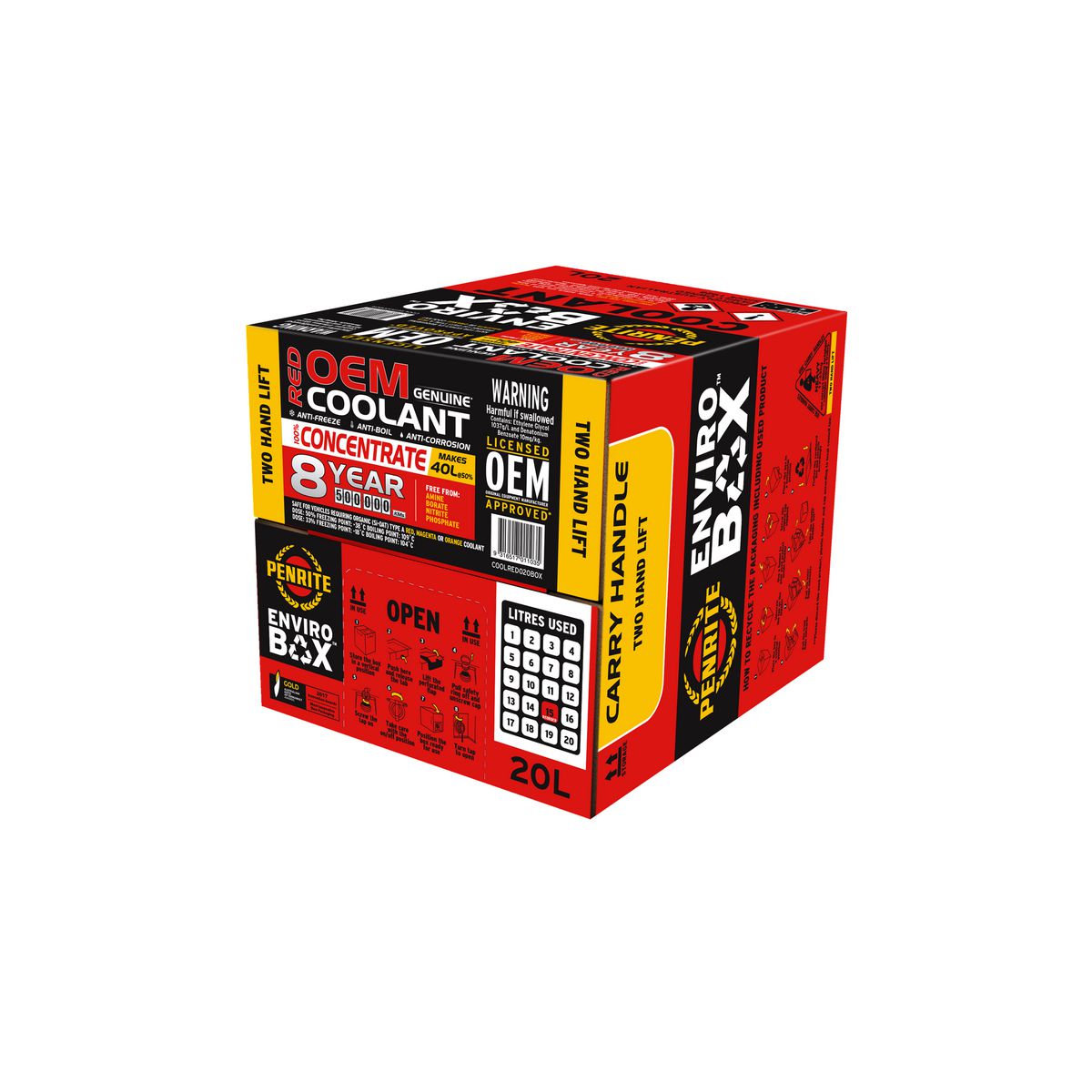Penrite 8 Year 500,000km Red Coolant Concentrate Enviro Box 20L