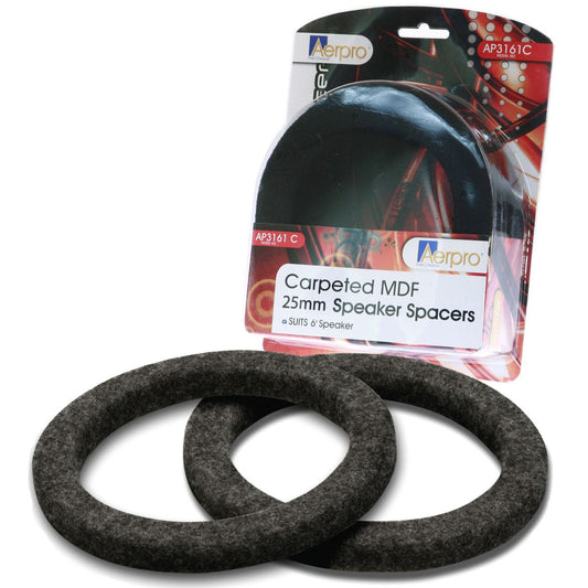 Aerpro Speaker Spacers 6" MDF Pair Black Carpet