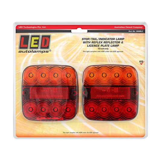 LED Autolamps Stop/Tail/Indicator/Licence LED Light 12V Twin Blister 99ARL2