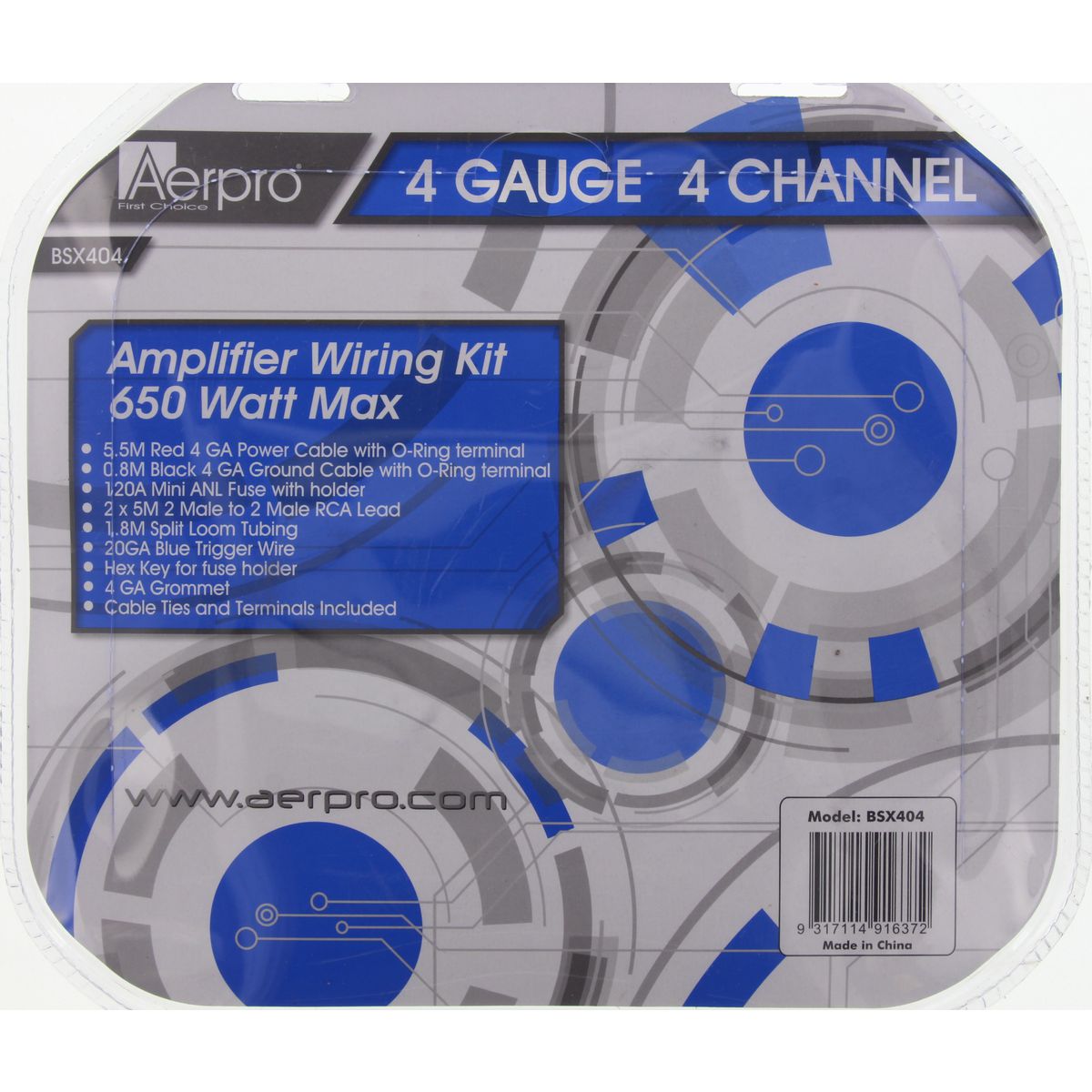Aerpro Bassix 4GA 4 Channel Amp Install Kit 650w BSX404