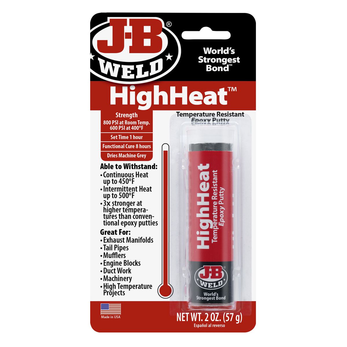J-B Weld HighHeat Epoxy Putty Stick 57g 8297