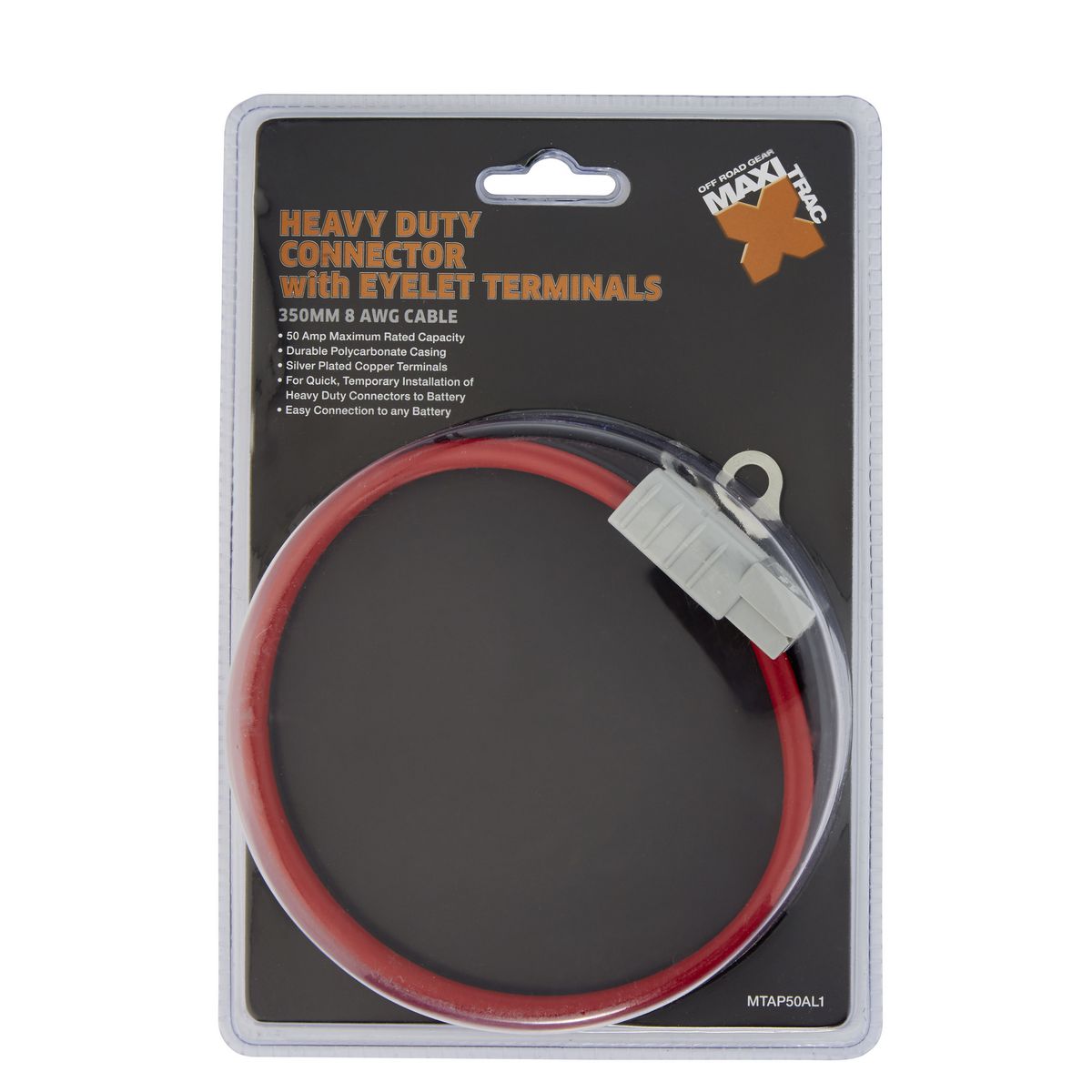 Maxi Trac 4x4 Connector Heavy Duty 350mm 8AWG 50A w/ Eyelet Terminals