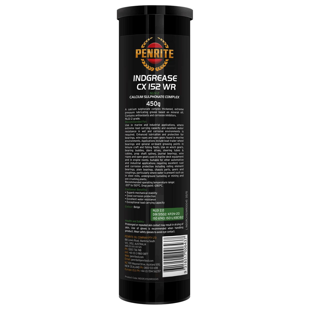 Penrite Indgrease CX 152WR Calcium Sulphonate Complex 450g INDGRCX152WR00045