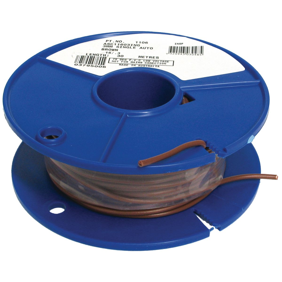OEX Automotive Cable Single Core 3mm Brown 30M Roll ACX0705