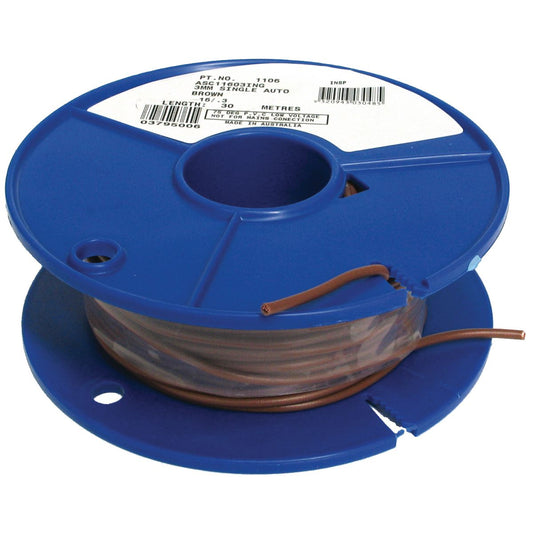 OEX Automotive Cable Single Core 3mm Brown 30M Roll ACX0705