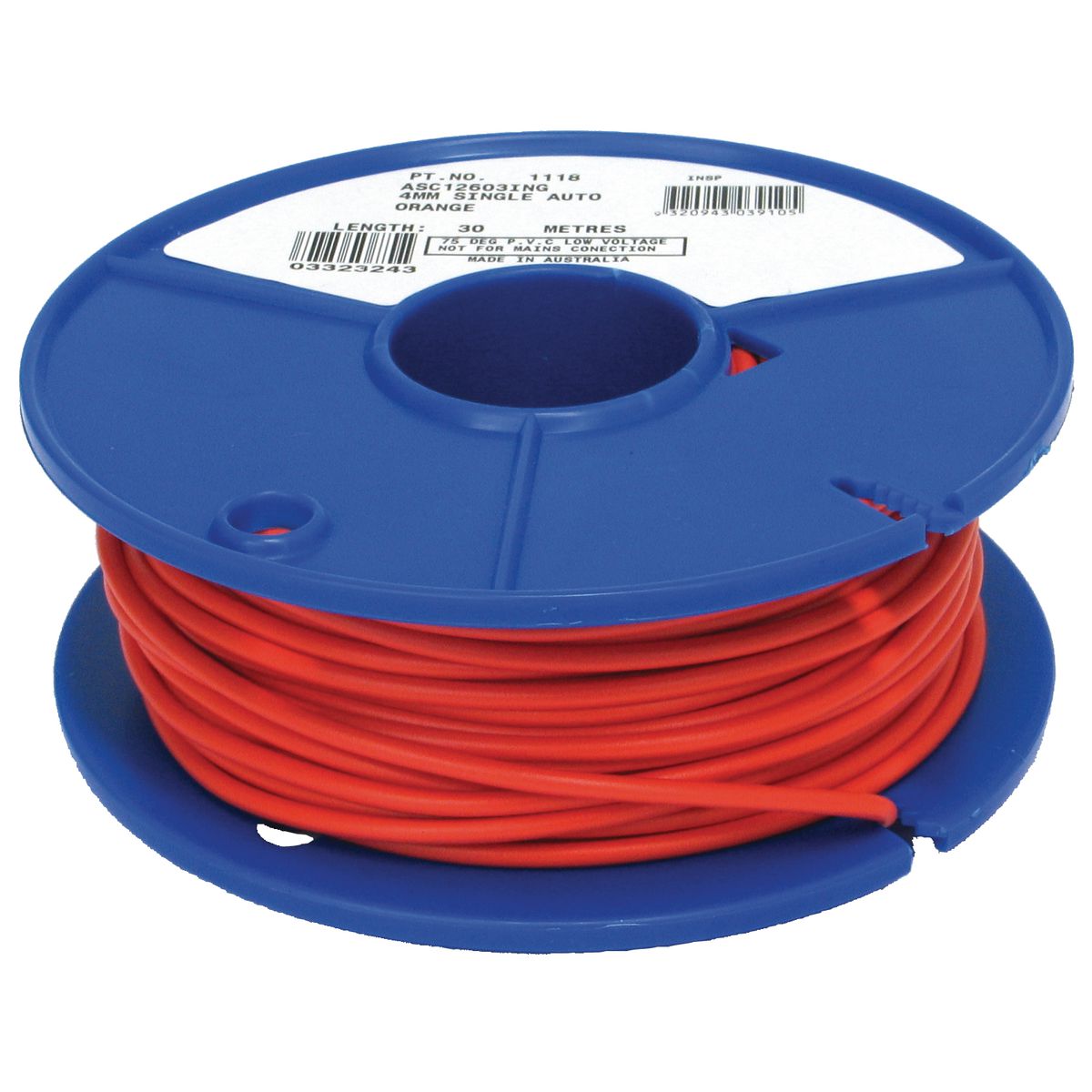 OEX Automotive Cable Single Core 4mm Orange 30M Roll ACX0730