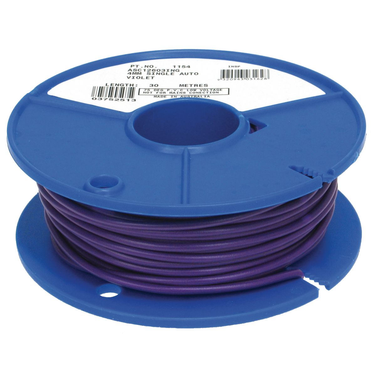 OEX Automotive Cable Single Core 4mm Violet 30M Roll ACX0733