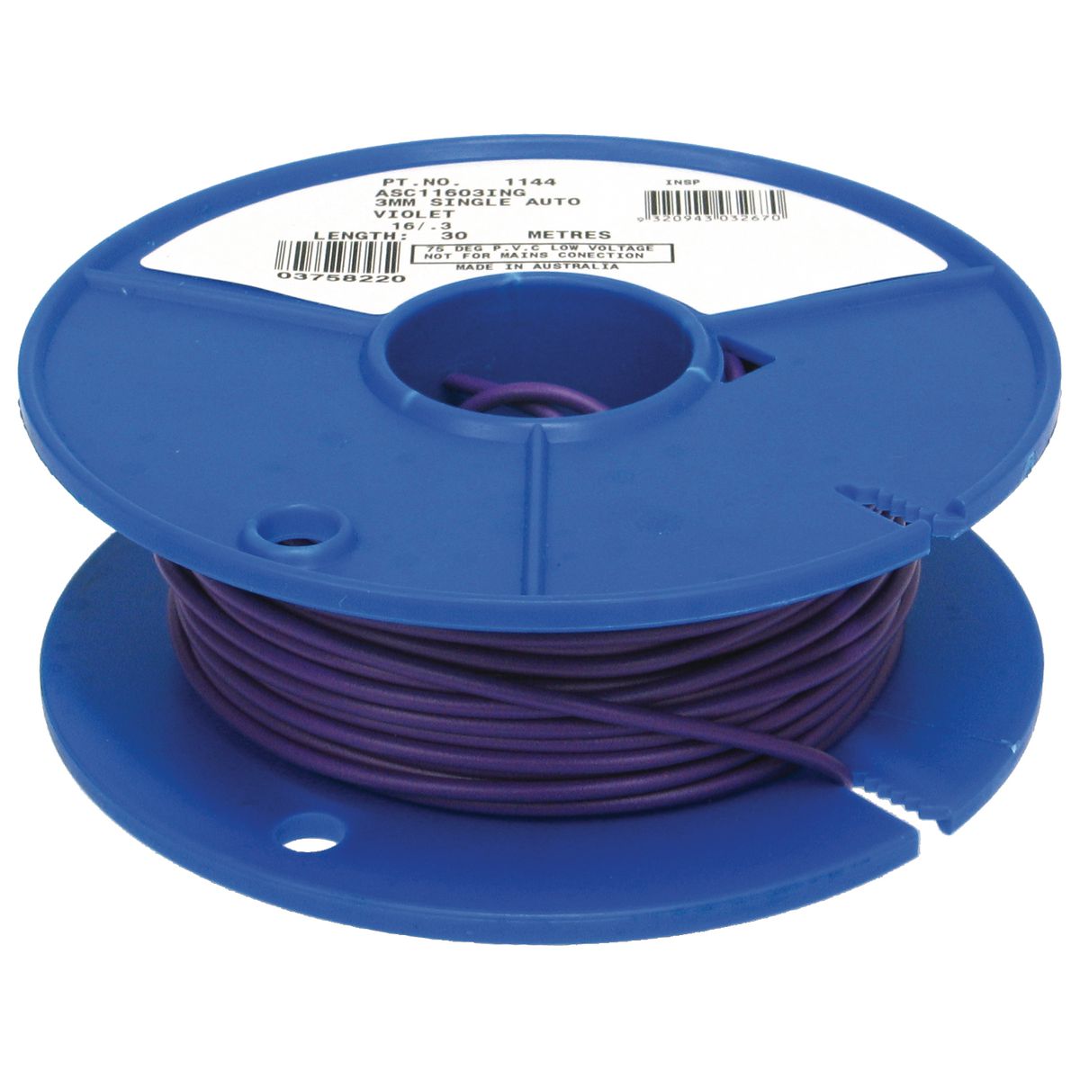 OEX Automotive Cable Single Core 3mm Violet 30M Roll ACX0710