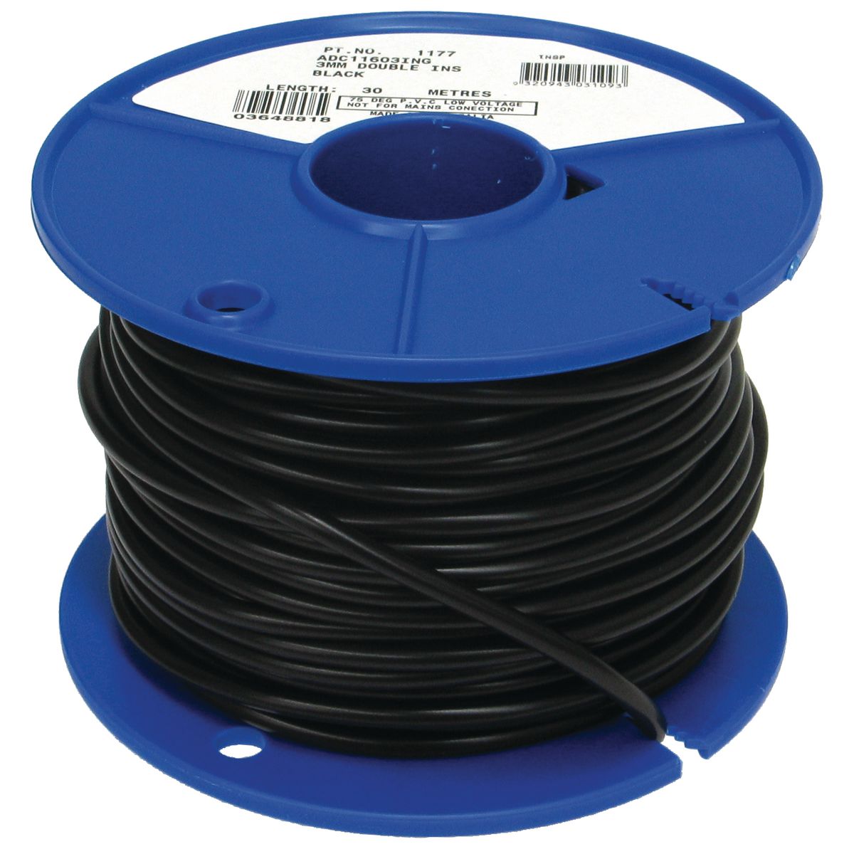 OEX Automotive Cable Single Core 3mm Red W/Black Sheath 30M Roll ACX0772