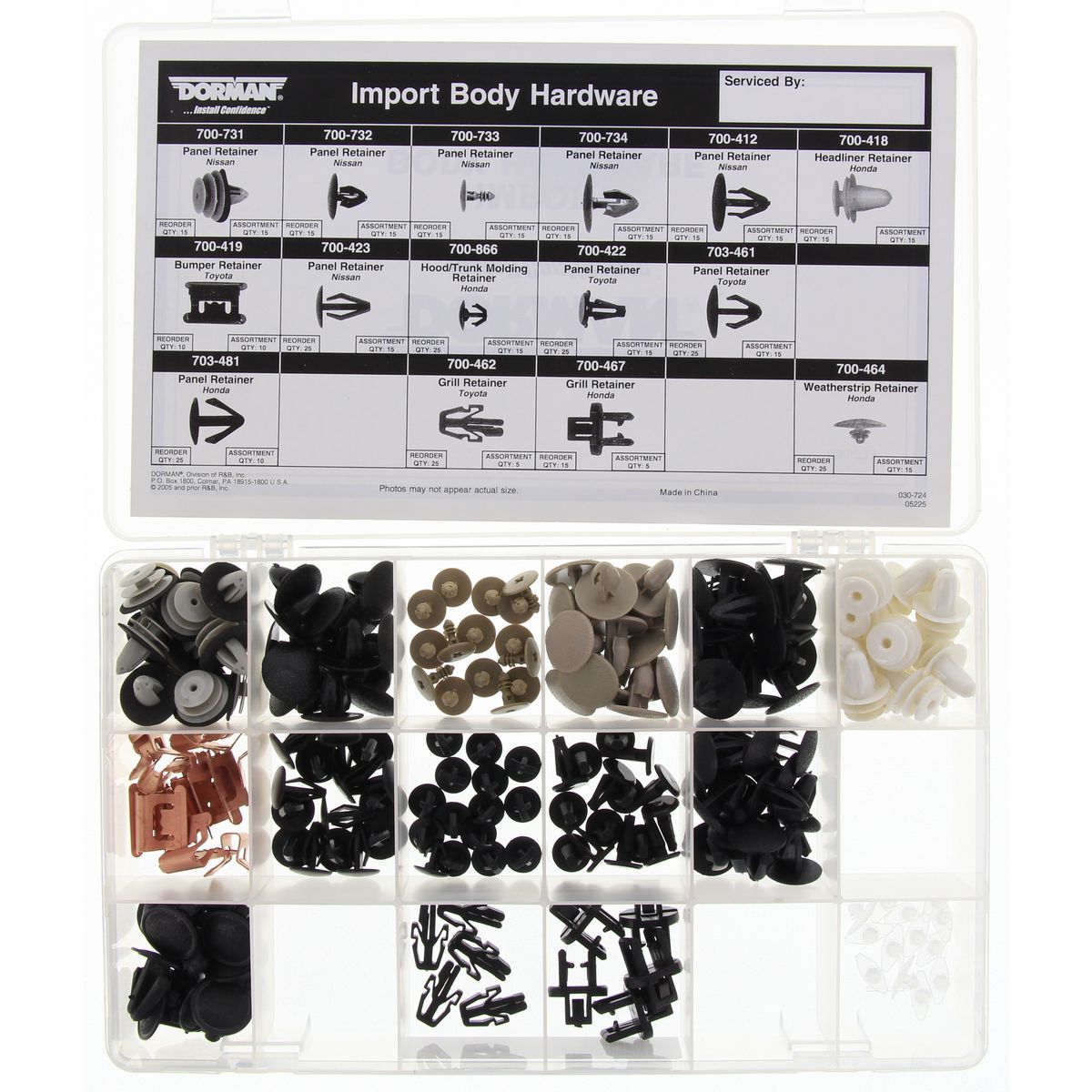 Dorman Body Retainer Tech Tray Suits Imports 195Pc 030-724