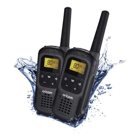 Oricom 2W UHF CB Marine Waterproof IPX7 Handheld Radio 80 Channel Twin Pack UHF2500-2GR