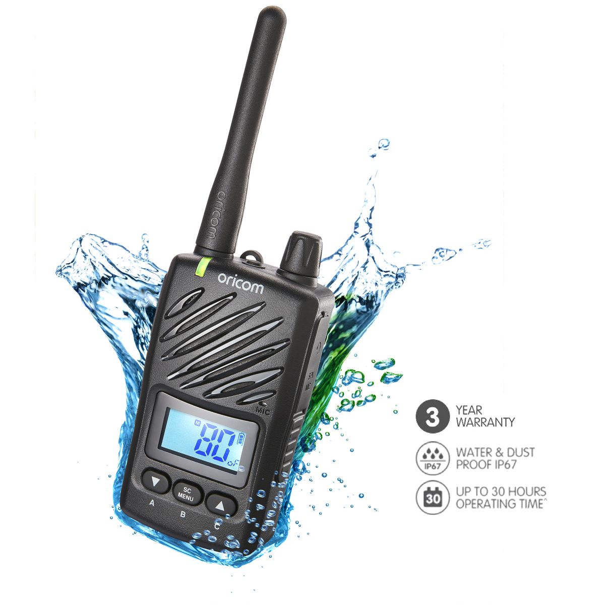 Oricom 5W UHF CB Marine Waterproof Dustproof IP67 Handheld Radio Single Pack ULTRA550-1