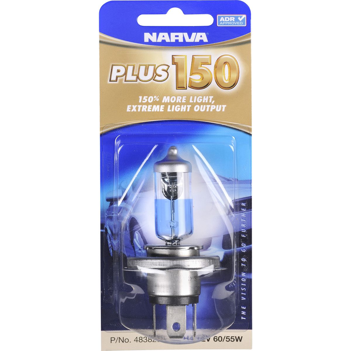 Narva Plus 150 Halogen Headlight Globe H4 P43T 12V 60/55W 48382BL