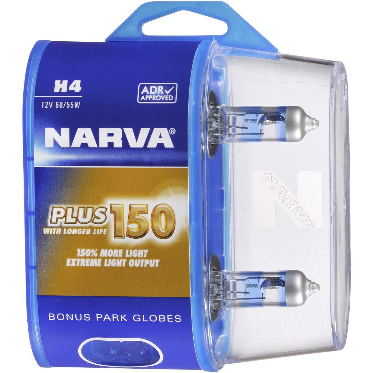 Narva H4 12V 60/55W Plus 150 Halogen Headlight Globes 2Pk