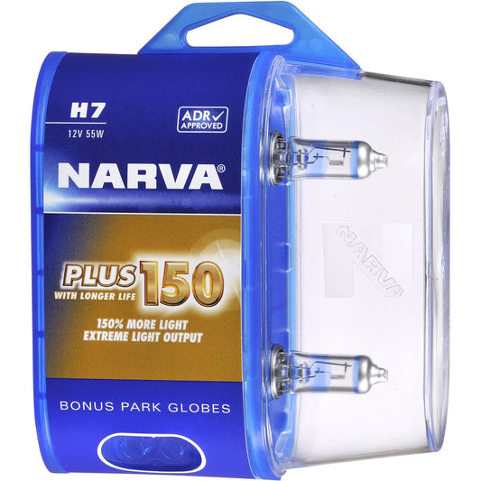 Narva H7 12V 55W Plus 150 Halogen Headlight Globes 2Pk