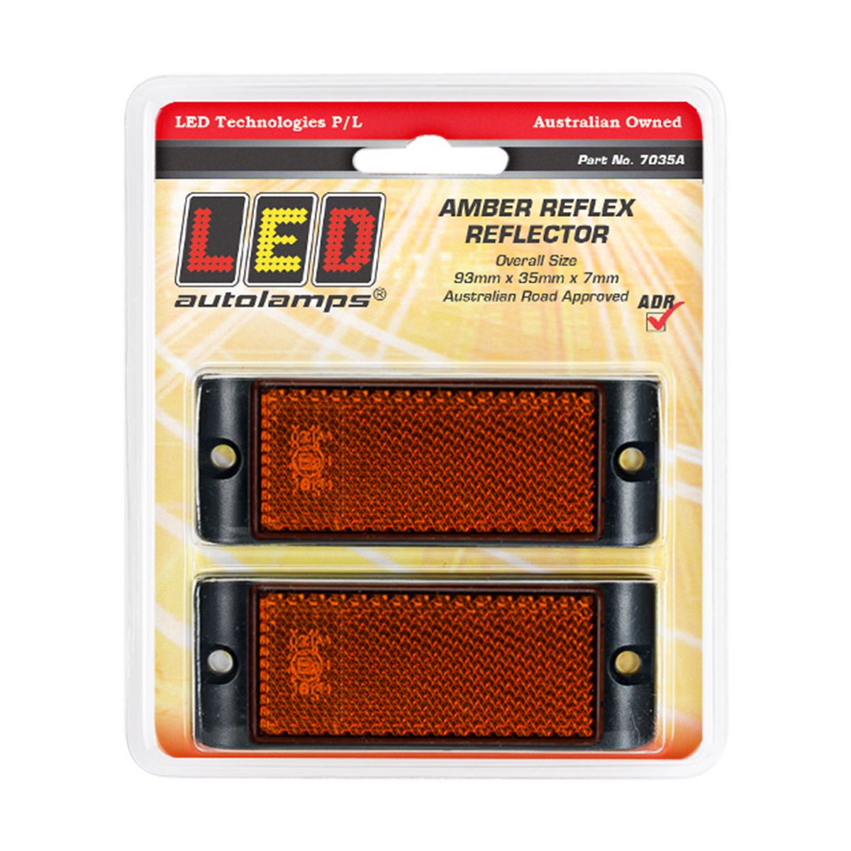 LED Autolamps Reflector Amber w/Mounting Bracket (Pack of 2) 7035A