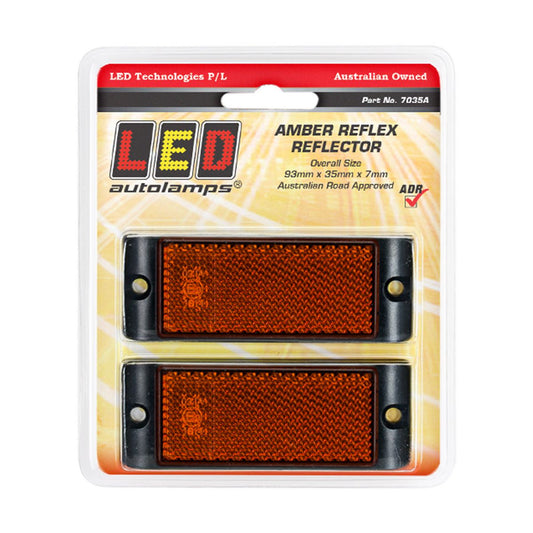 LED Autolamps Reflector Amber w/Mounting Bracket (Pack of 2) 7035A
