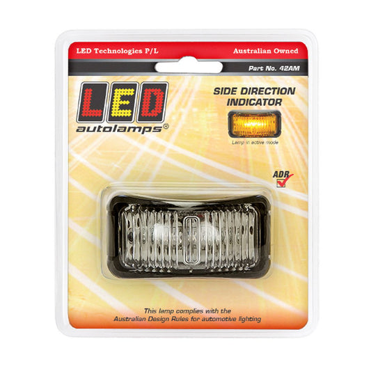 LED Autolamps Side Direction Indicator LED Lamp 12/24V Black Single Blister 42AM