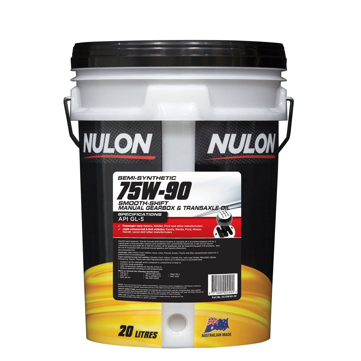 Nulon 75W-90 Gearbox and Transaxle Oil Smooth Shift 20L