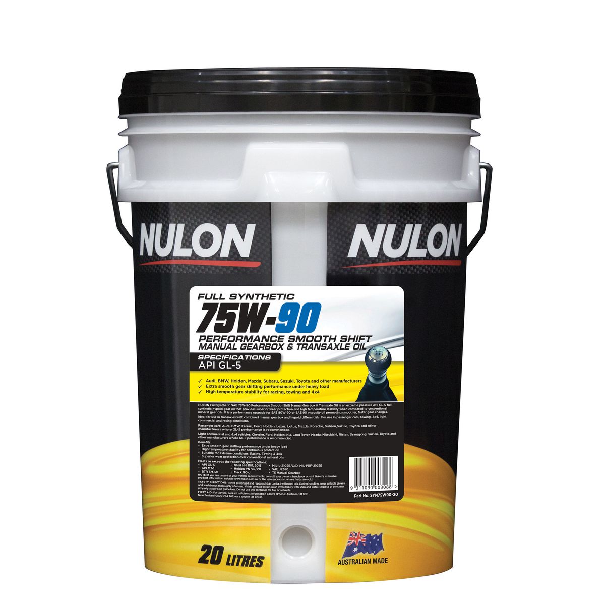 Nulon Full Synthetic Gearbox and Transaxle 75W-90 20L