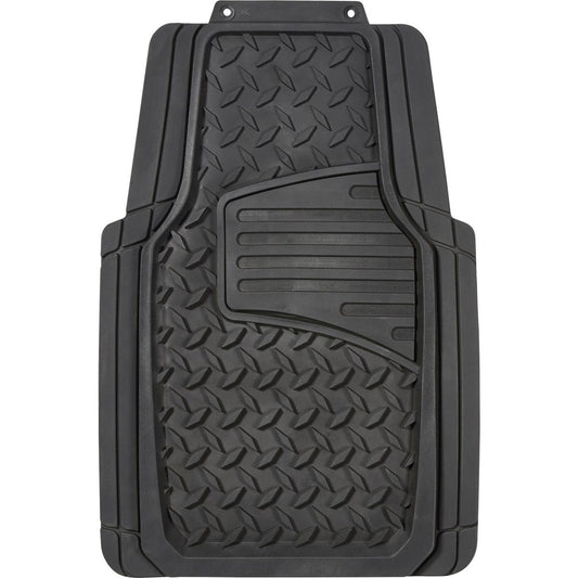 Maxi Trac 4x4 Black Rubber Diamond Plate Car Front Floor Mats Pair