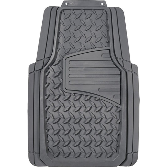 Maxi Trac 4x4 Grey Rubber Diamond Plate Car Front Floor Mats Pair