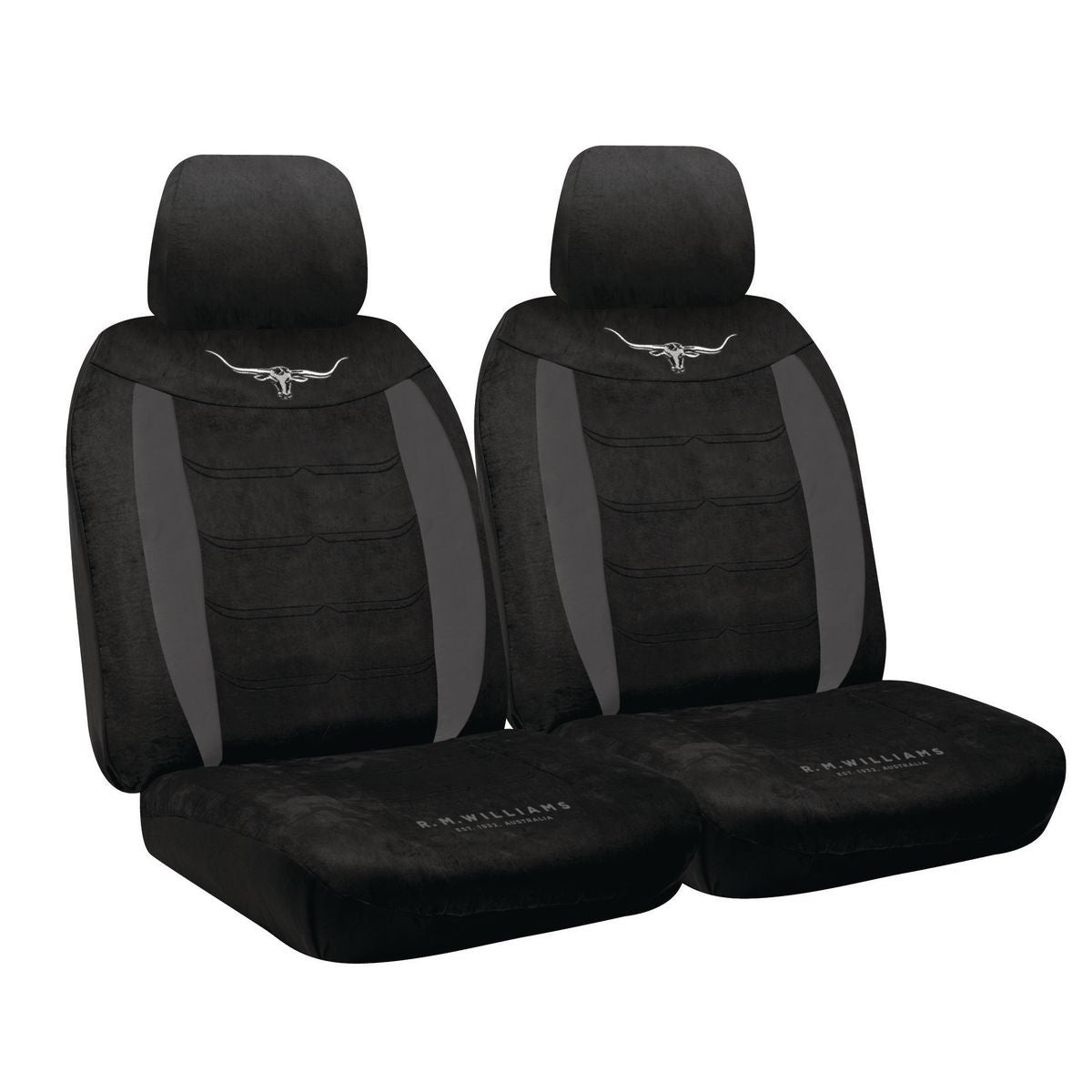 R.M. Williams Seat Cover Set Velour Front Black VLRMW16BLK30
