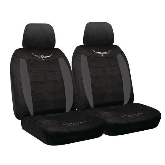 R.M. Williams Seat Cover Set Velour Front Black VLRMW16BLK30
