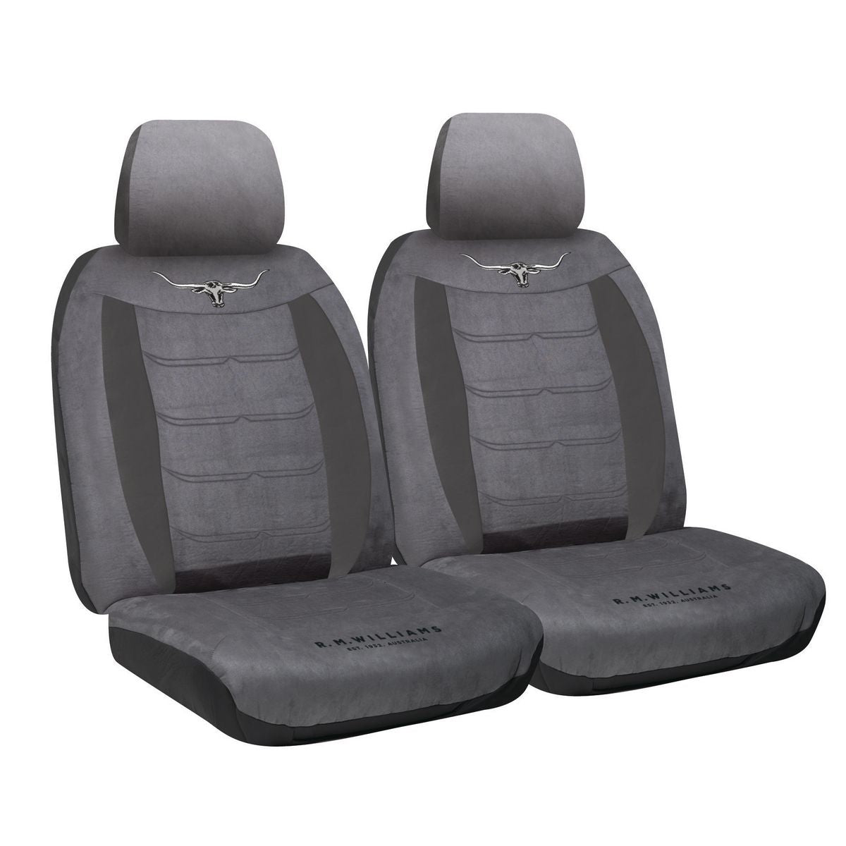 R.M. Williams Seat Cover Set Velour Front Grey VLRMW16GRY30