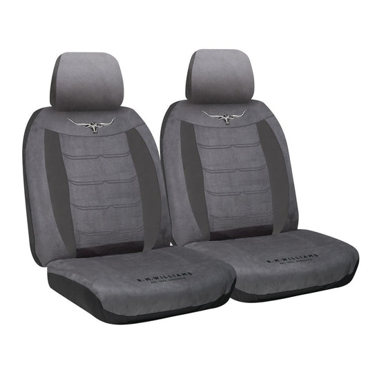 R.M. Williams Seat Cover Set Velour Front Grey VLRMW16GRY30