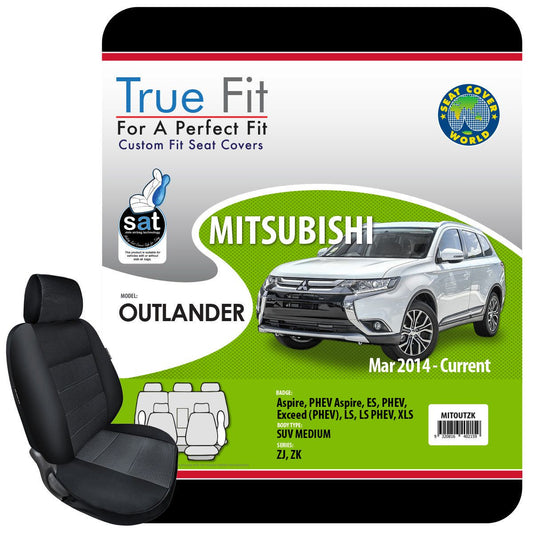 True Fit Tailored Seat Covers Fits Mistsubishi Outlander Aspire, Exceed, PHEV & XLS 2014 - On
