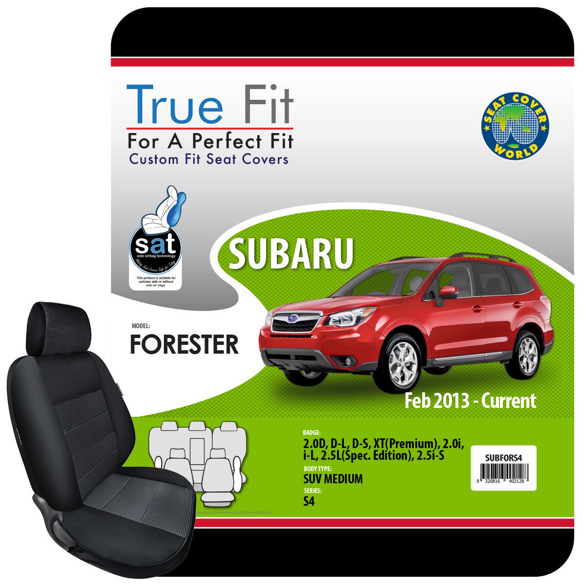True Fit Tailored Seat Covers Fits Subaru Forester DL, DS & XT 2013 - On
