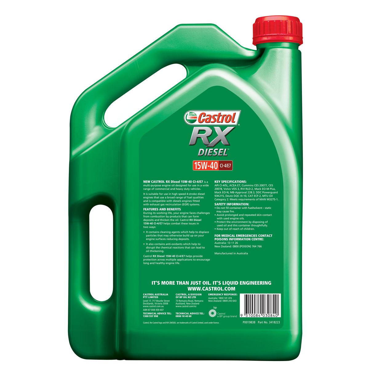 Castrol RX Diesel 15W-40 CI-4/E7 5L 3418223