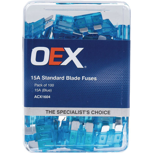 OEX Fuse Standard Blade 15A Blue (Pack of 100) ACX1604