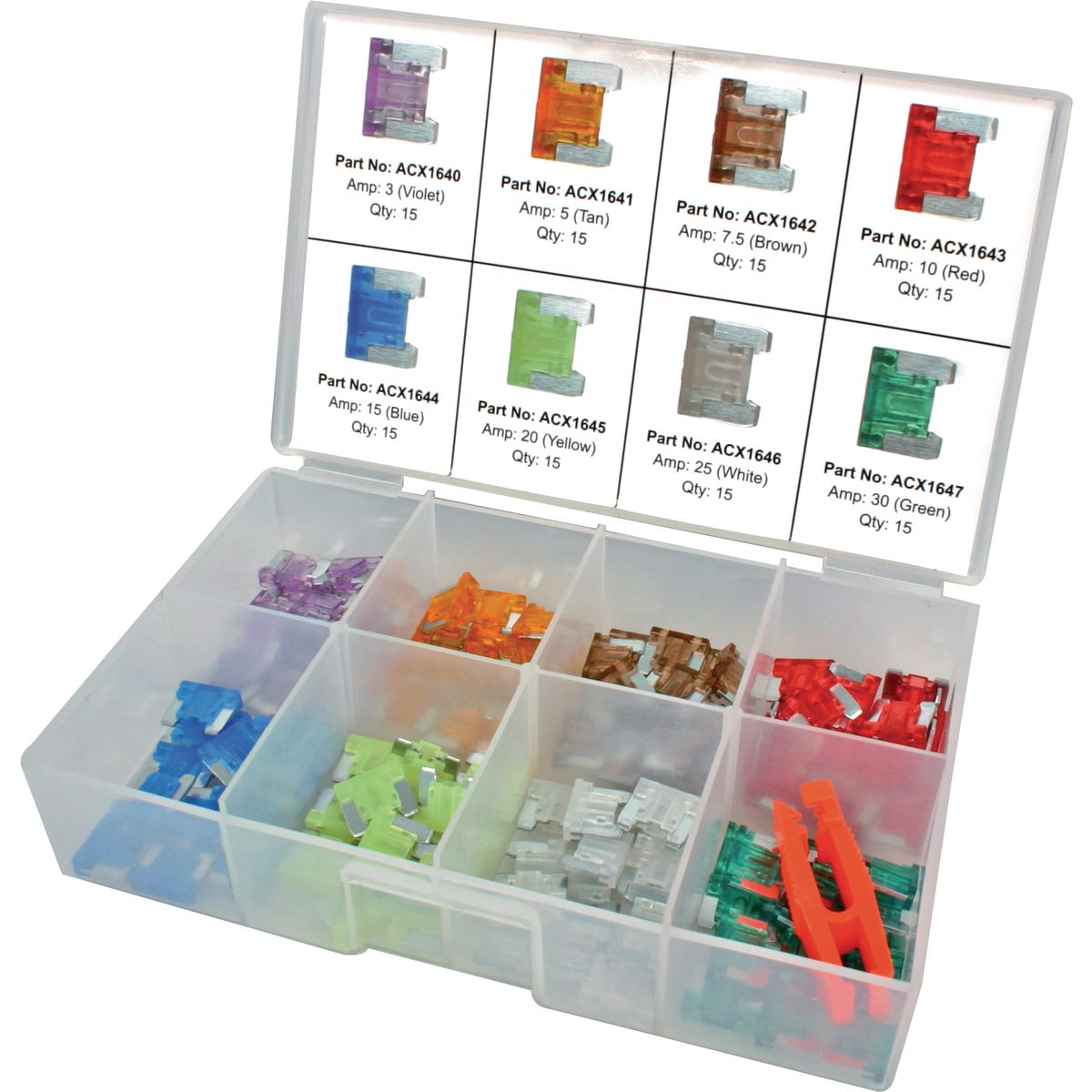 OEX Low Profile Mini Blade Fuse Assortment Kit - 120 Pieces ACX1734