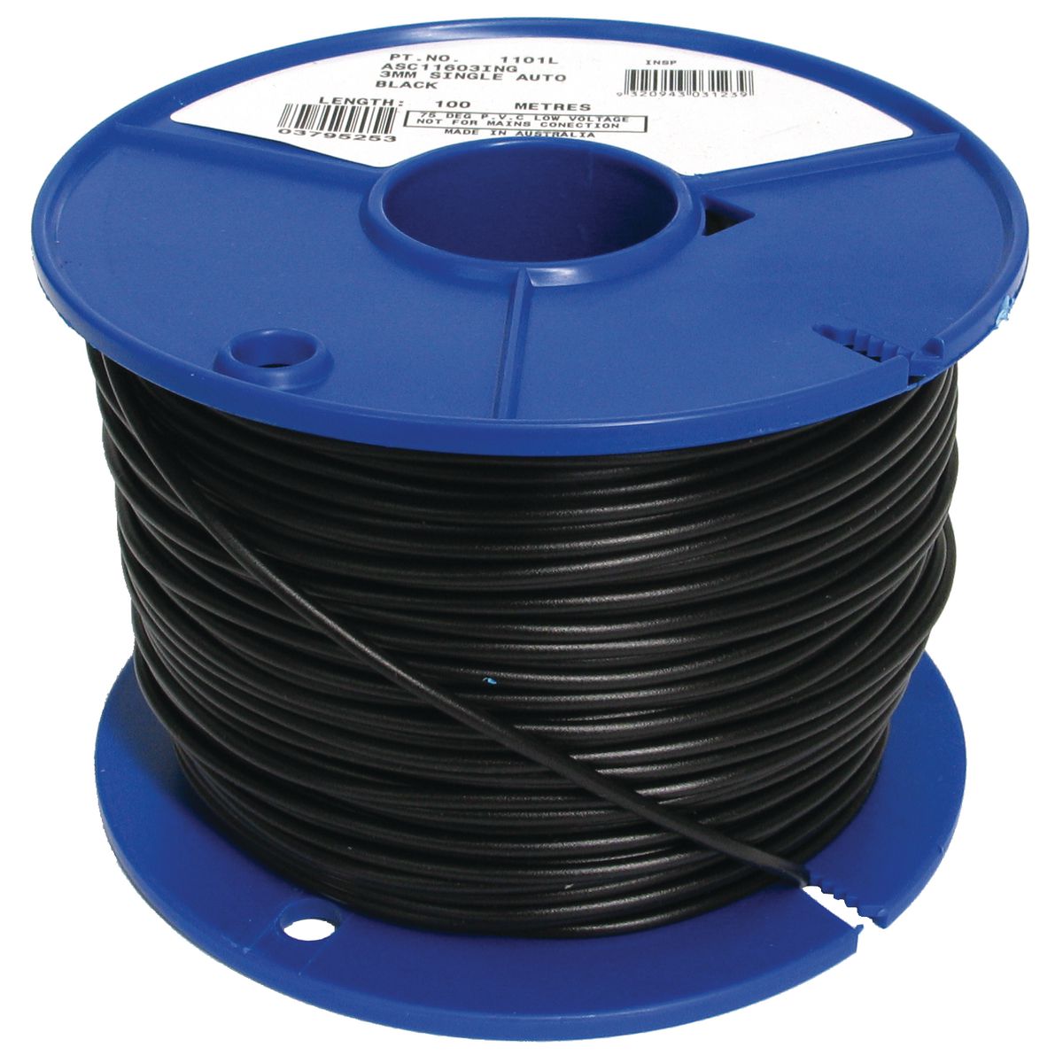 OEX Automotive Cable Single Core 3mm Black 100M Roll ACX0700L