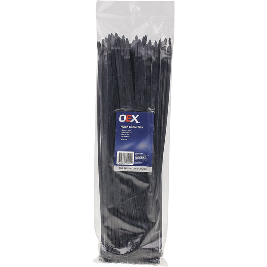 OEX Nylon Cable Ties 4.8mm x 370mm Black 100 Pack ACX1320