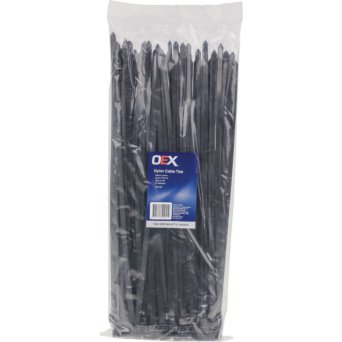 OEX Nylon Cable Ties 7.6mm x 370mm Black 100 Pack ACX1321