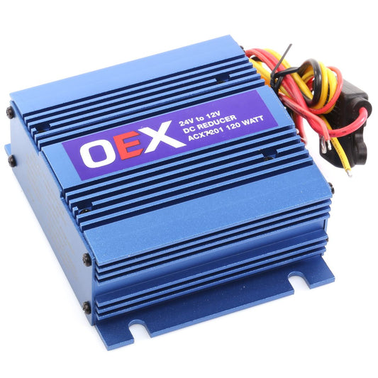 OEX Voltage Reducer 24V-12V Switch Mode Single Circuit 10A W/Memory Wire fits Radio ACX7201