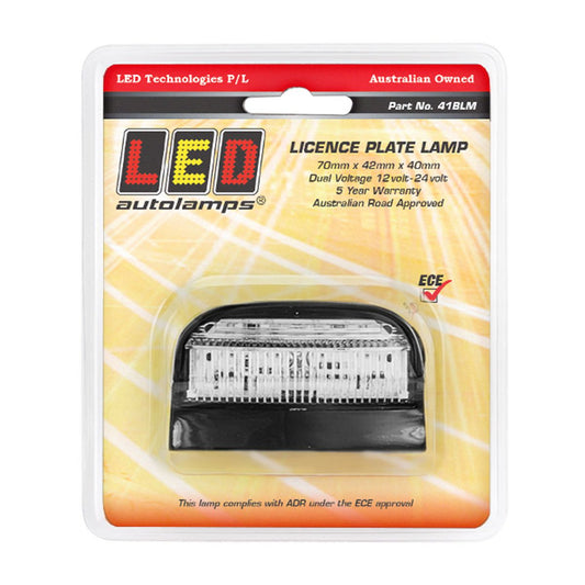 LED Autolamps Number Plate Light LED 12/24V Black Housing 23cm Cable Single Blister Pack 41BLM