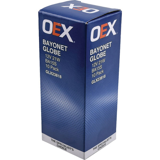 OEX Bayonet Globe 12V 21W Standard (Pack of 10) GLX23818