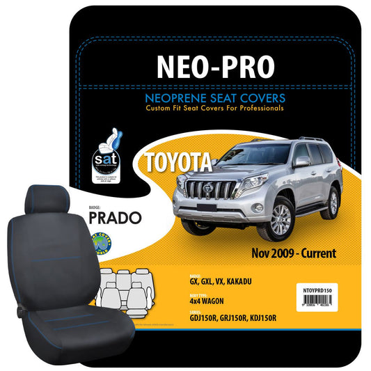 True Fit Tailored Neoprene Seat Covers Fits Toyota Prado 150 Series GX, GXL, VX & Kakadu 2009 - On