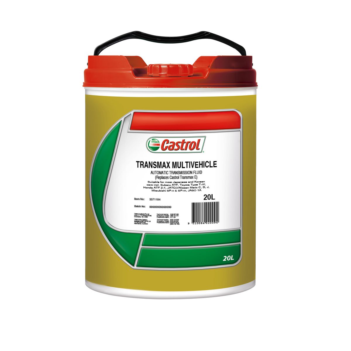Castrol Transmax Automatic Transmission Fluid Multivehicle 20L 3371184