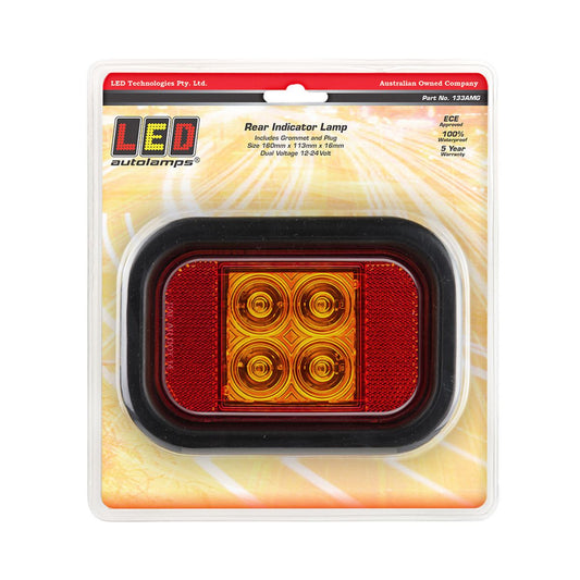 LED Autolamps Indicator Lamp with Reflector 160 x 113mm 12-24V 133AMG