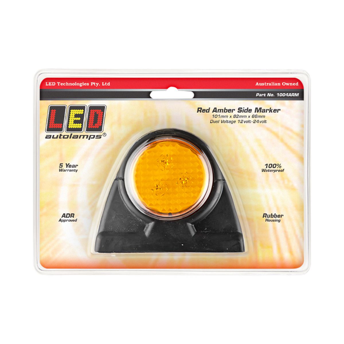 LED Autolamps Side Marker Light LED Red/Amber 12/24V 1004ARM