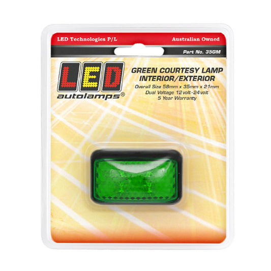 LED Autolamps LED Courtesy Lamp IP67 Green 40cm Cable 35GM
