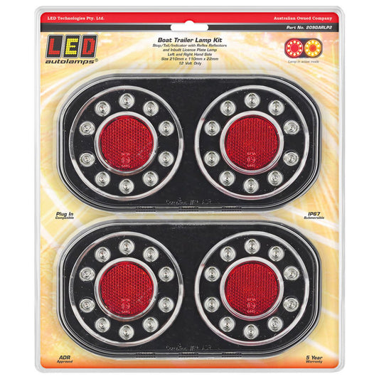 LED Autolamps Stop/Tail/Indicator Reflector LED Boat Trailer Light Round Clear Twin Pack 209GARLP2
