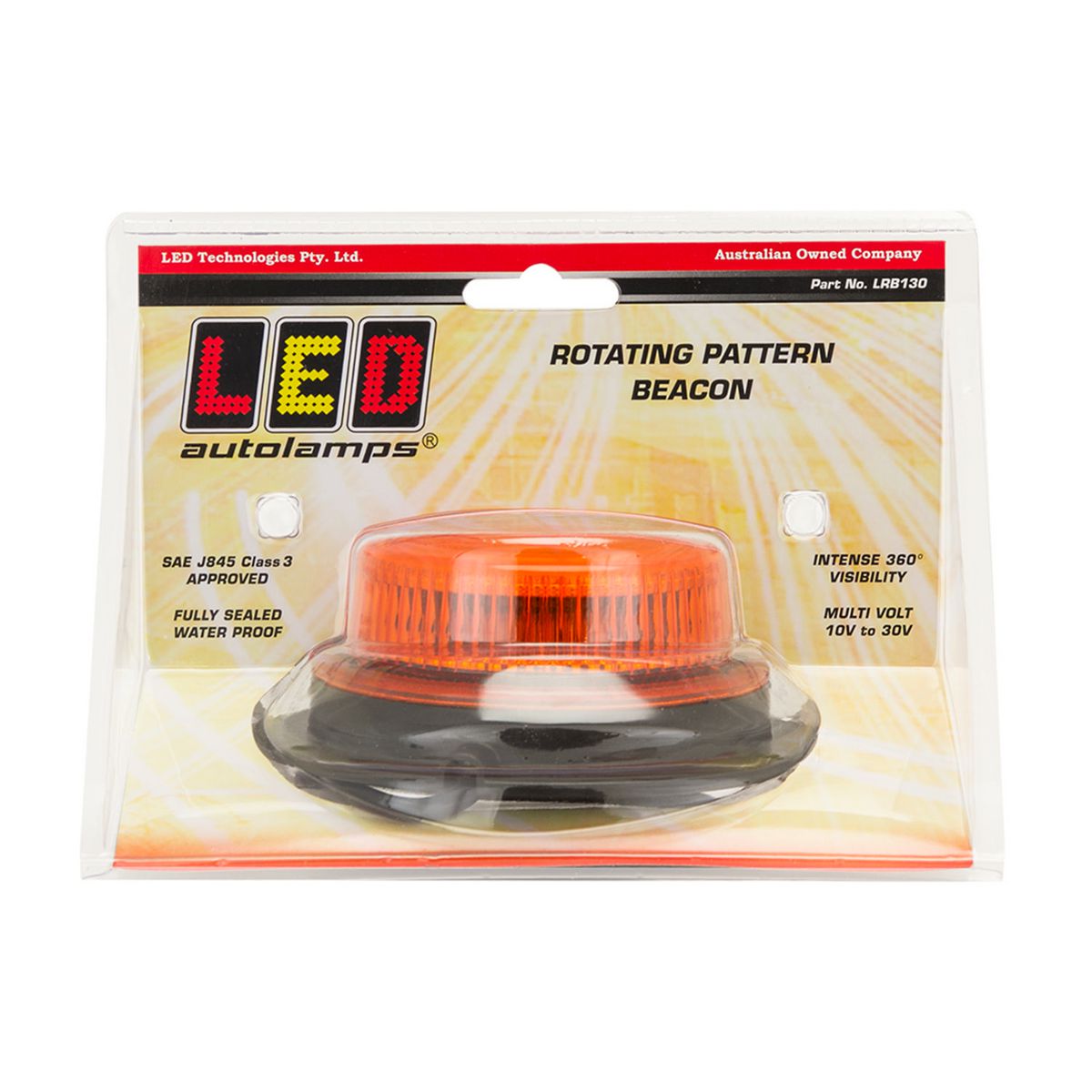 LED Autolamps Beacon Light LED Amber 10/30V LRB130